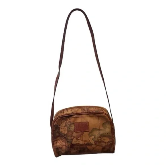 Alviero Martini Tan Map Print Shoulder Bag - Picture 2 of 12
